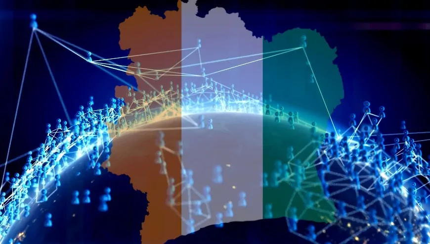 A global network of connections, highlighting the country of Ivory Coast