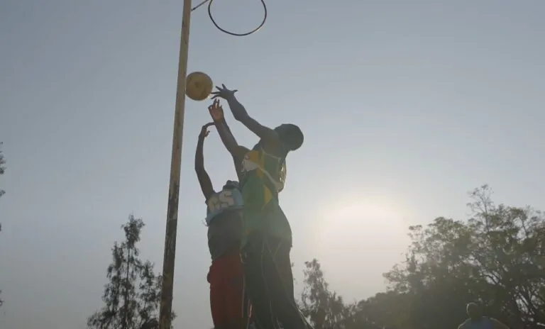 Players in action, showcasing athleticism and skill during a netball game