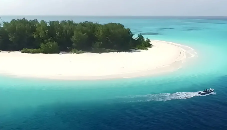 Drone view of Mnemba beach in Tanzania