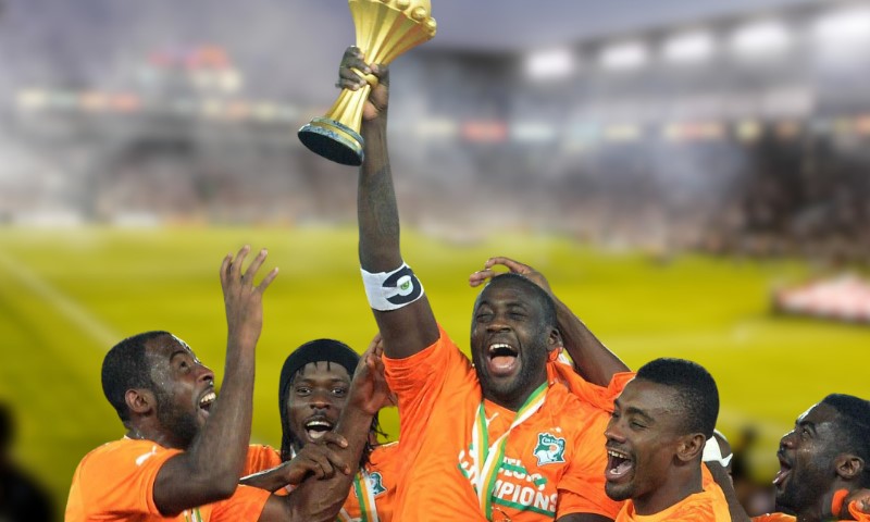 Ivory Coast lifting the AFCON trophy in 2015