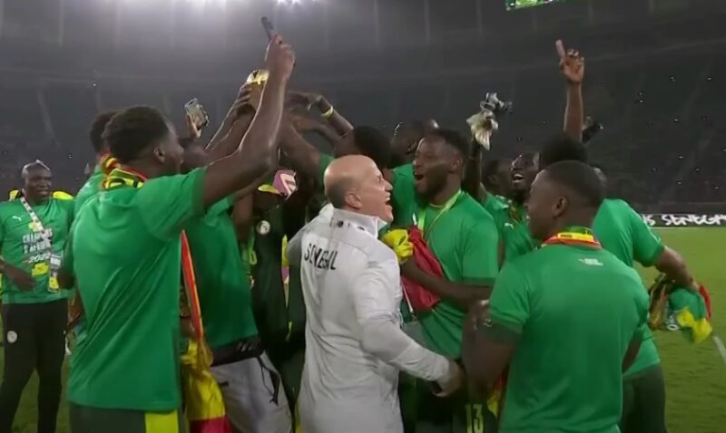 Senegal national football team celebrates AFCON win