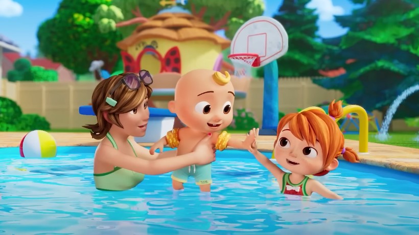 A swimming pool scene from CoComelon cartoon