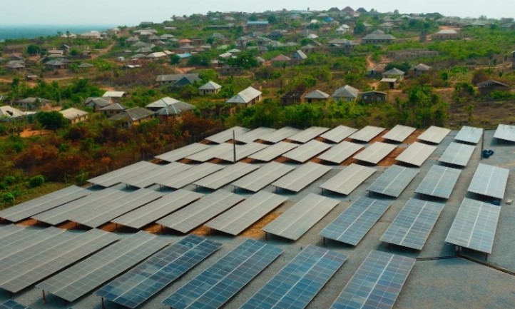 Solar panels installed on a roof in a Nigerian village