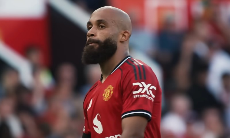 Bryan Mbeumo during a game wearing Manchester United jersey